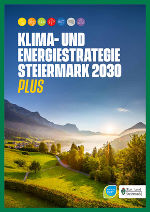 Titelblatt der Klima- und Energiestrategie 2030 der Steiermark mit Berglandschaft im Hintergrund.