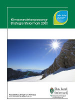 Berglandschaft in der Steiermark mit strahlender Sonne, Steiermarkpanther in grün