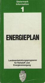 Deckblatt des Energieplans 1984 mit grünem Cover und weißem Titelbild